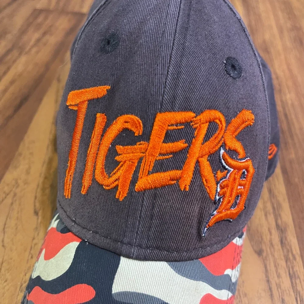 New Era Detroit Tigers Youth Hat Navy Blue Orange Camo MLB 9FORTY Snapback Cap